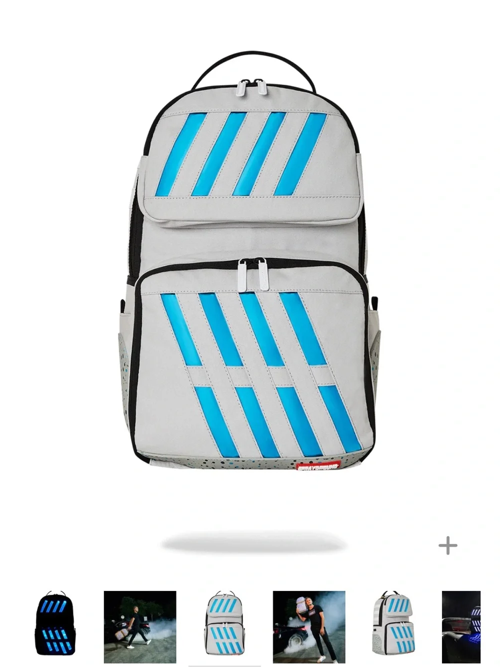 Sprayground Black Backpack with Blue LED Stripes (FIRM PRICE)